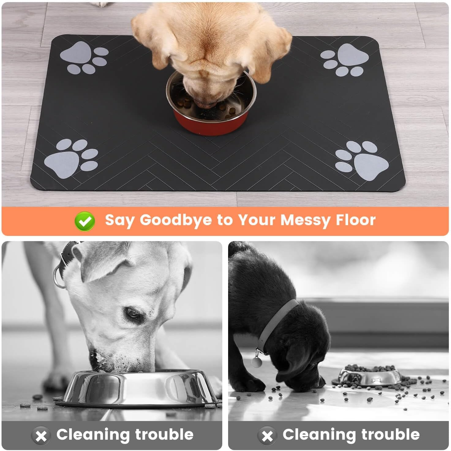 pet feeding mat absorbent pet placemat for food and water bowl, with waterproof rubber backing, quick dry water dispenser mat for dog and cat (20"x12", striped dark gray) pet feeding mat absorbent pet placemat for food and water bowl, with waterproof rubber backing, quick dry water dispenser mat for dog and cat (20"x12", striped dark gray)