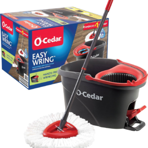 o cedar easywring microfiber spin mop, bucket floor cleaning system, red, gray, standard